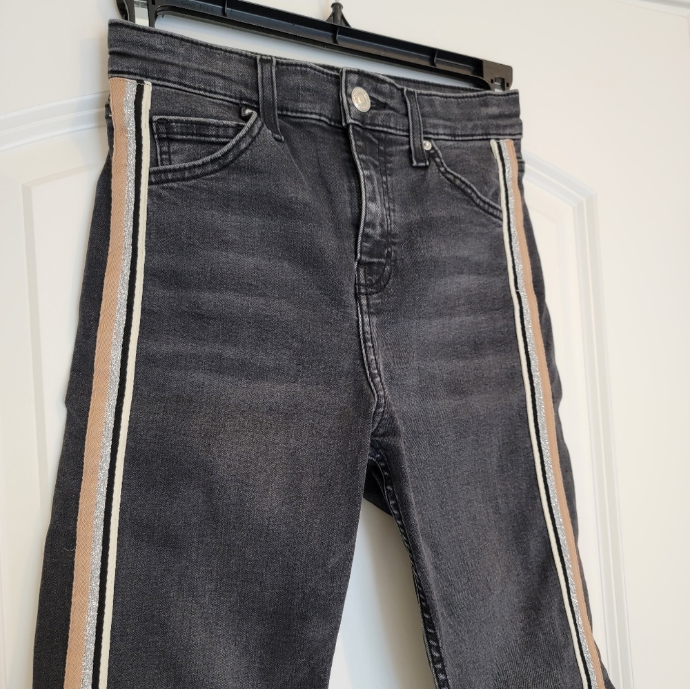 Topshop Moto Jamie Black Wash Side Stripe High Rise Jeans size 26 - Picture 13 of 13